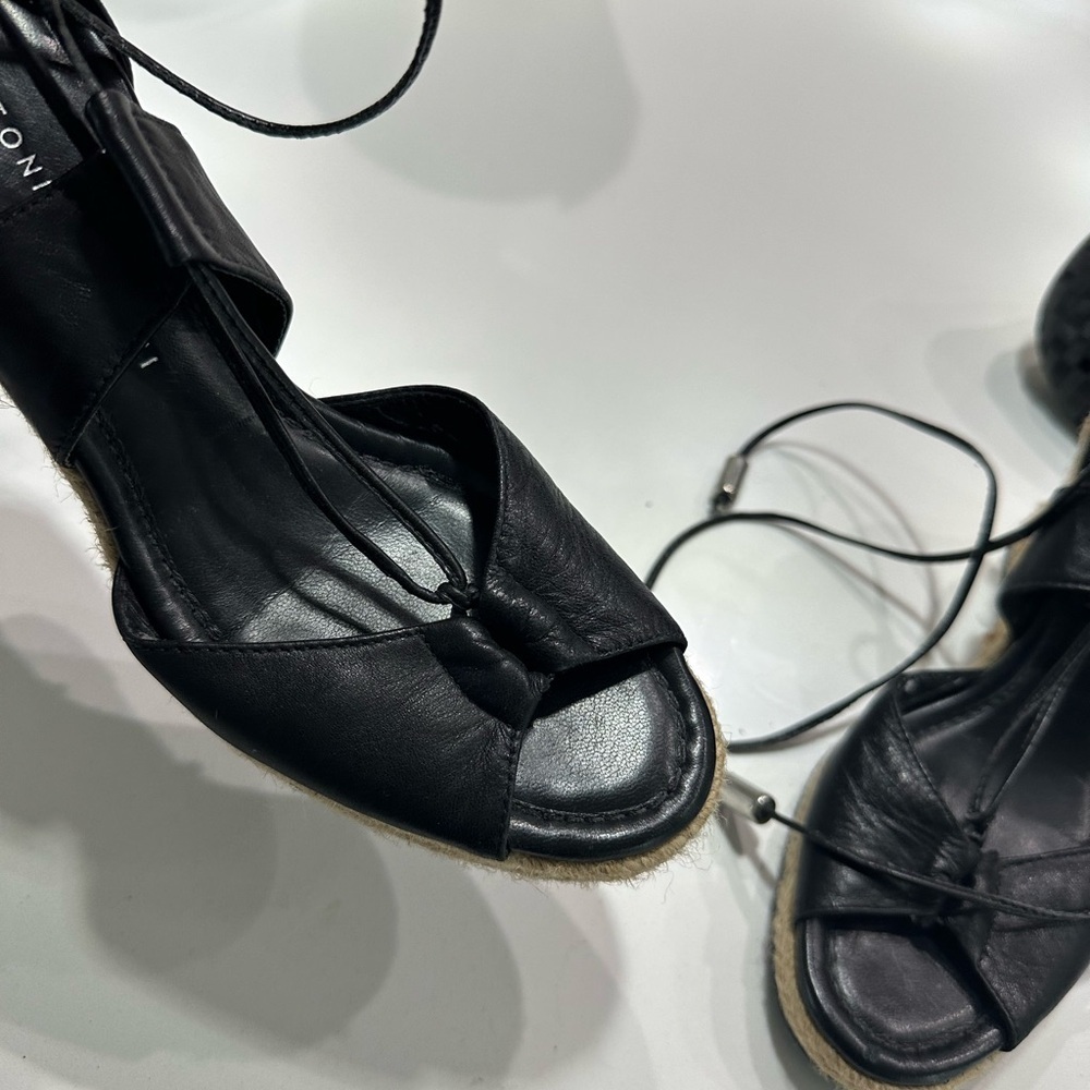 ANTONIO MELANI Black Espadrille Shoes with Strappy Design